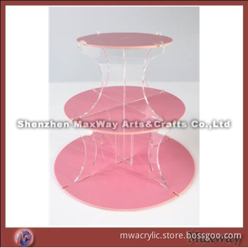 Pink Colored Table Acrylic Cupcake Stand for Wholesale